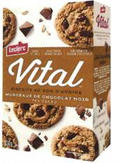 Product packaging for cookies; the product box displays the Opponent's VITAL design mark as well as a red logo for LECLERC.