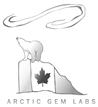 ARCTIC GEM LABS LOGO WITH POLAR BEAR ON STONE/ICE FORMATION WITH MAPLE LEAF