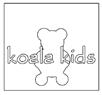 Text of the terms koala and kids across the middle of the outline of a bear