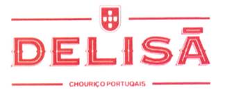 The logo comprises the word DELISA displayed in a large and bold font, with the letter A having a macron accent. DELISA is displayed in between two horizontal top and bottom lines. The top horizontal line is broken by a shield comprising fives dots. The bottom horizontal line is broken by a phrase describing of the product in a foreign language.