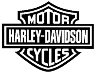 Shield design with a bar across the center which reads "Harley-Davidson", with the words "Motor" and "Cycles" above and below.