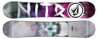 Photographs of the top and underside of a snowboard.